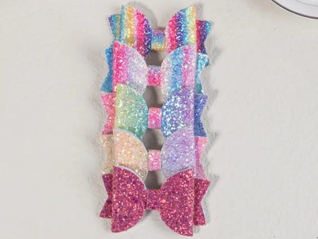 5pc Glitter Hair Bows with Clip Supply