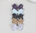 5pc Glitter Hair Bows with Clip Supply