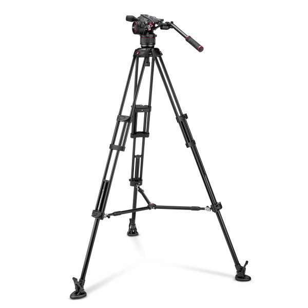 Manfrotto MVKN8TWINMUS Video Kit with Nitrotech N8 Head & 546B Twin Leg with Mid-Level Spreader Tripod Cheap